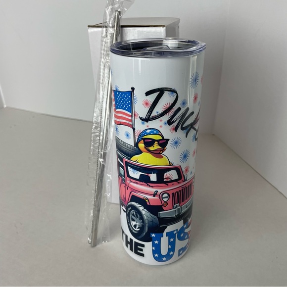20 ounce Stainless Steel Skinny Jeep Ducked In The USA Sublimated Tumbler. NEW. - Picture 3 of 6